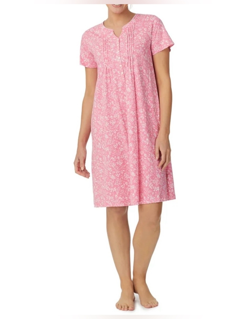 Aria Pink Floral Short-Sleeve Nightgown size XL (16-18) Women’s